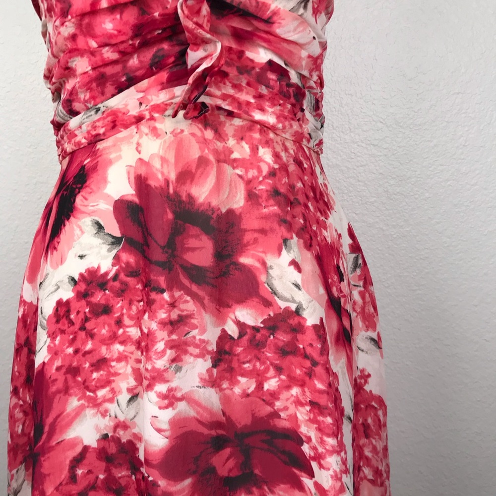 WHBM Silk Floral Tiered Hem Strapless Dress - Picture 3 of 7